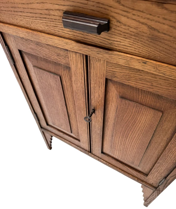 Art Deco Amsterdamse School Cabinet with Black Lacquered Top, 1920s